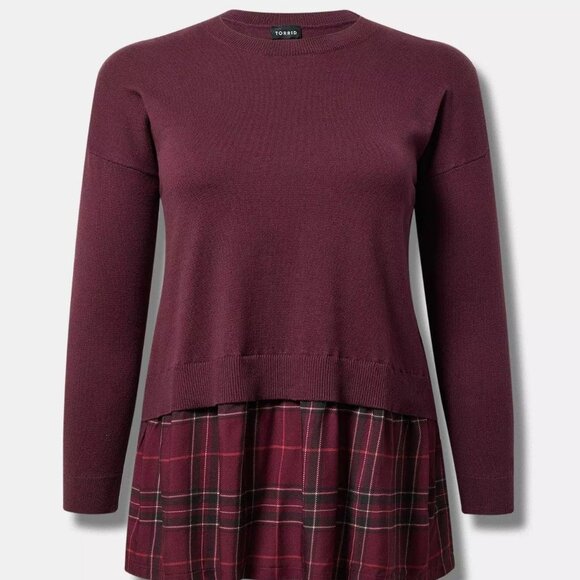 Torrid Soft Cotton Long Sleeve Cropped 2fer Sweater - Picture 1 of 7